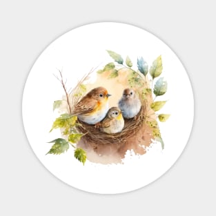 Birds on the nest watercolor Magnet